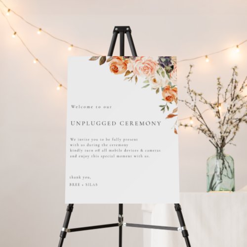Autumn Floral Unplugged Ceremony Wedding Sign