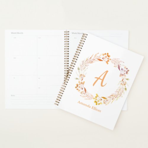Autumn Floral Watercolor Boho Personalized Planner