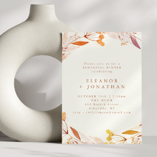 Autumn Floral Watercolor Boho Rehearsal Dinner Invitation