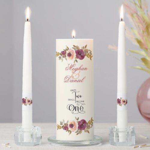 Autumn Floral Watercolor   Unity Candle Set