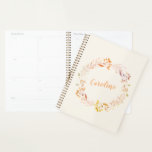 Autumn Floral Watercolor Wreath Monogrammed Planner<br><div class="desc">Pretty hand painted watercolor floral wreath in lovely fall colors,  personalized with your name.</div>