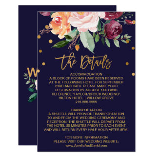 Autumn Floral Wedding Details Card