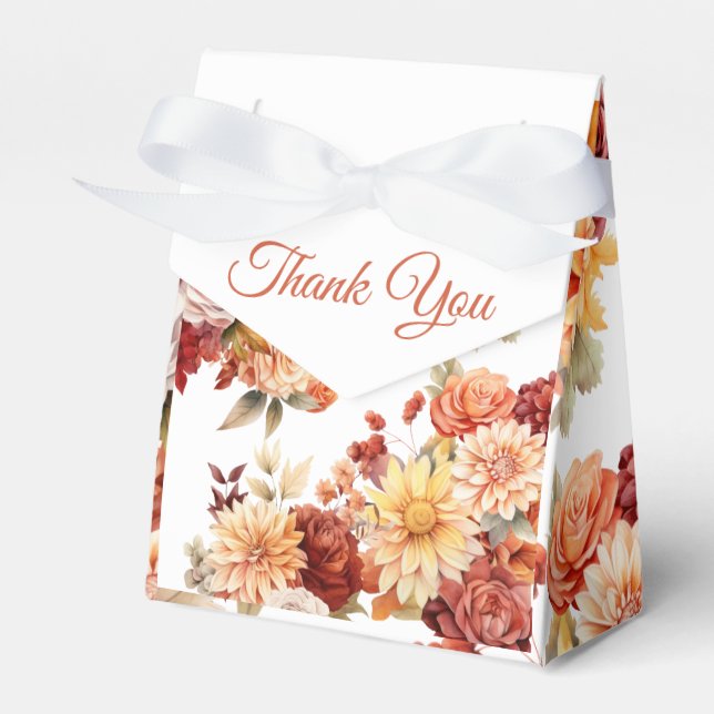 Autumn Floral Wedding Favor Boxes (Front Side)