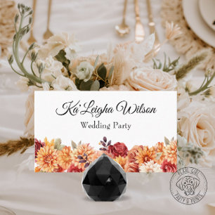Autumn Floral Wedding Flat Place Card