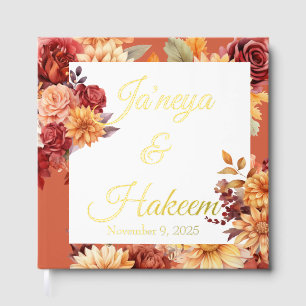 Autumn Floral Wedding Foil Guest Book