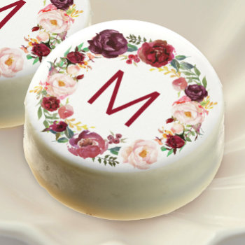 Autumn Floral Wedding Monogram Chocolate Covered Oreo by amoredesign at Zazzle