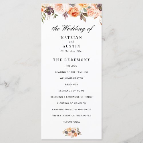 autumn floral wedding program