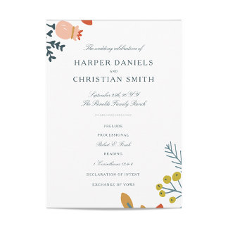 Autumn Floral Wedding Program