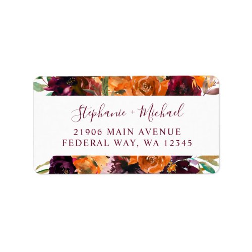 Autumn Floral Wedding Return Address Label