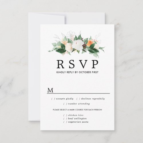 Autumn Floral Wedding RSVP Card Meal Options