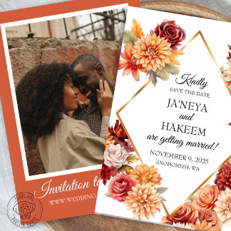 Autumn Floral Wedding Save The Date