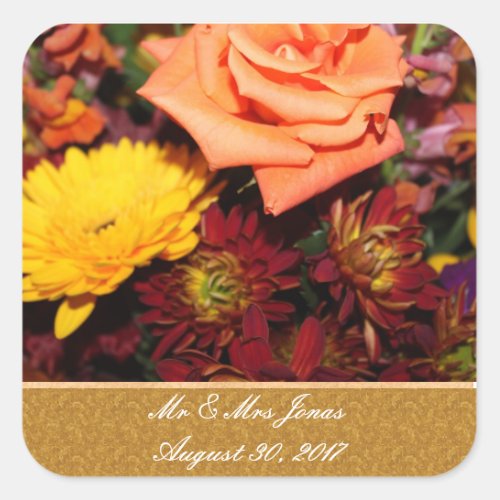 Autumn Floral Wedding Stickers Template