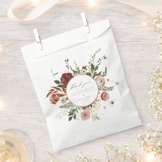 Autumn Floral Wedding Thank You Favor Bag (Clipped)