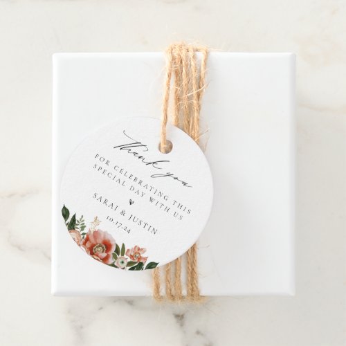 Autumn Floral Wedding Thank You Favor Tags