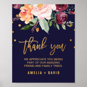 Autumn Floral Wedding Thank You Sign