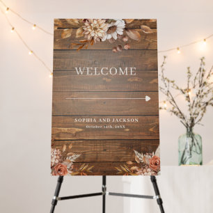 Autumn Floral Wedding Welcome Sign