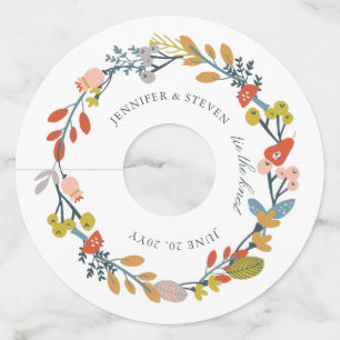 Autumn Floral Wedding Wine Glass Tag