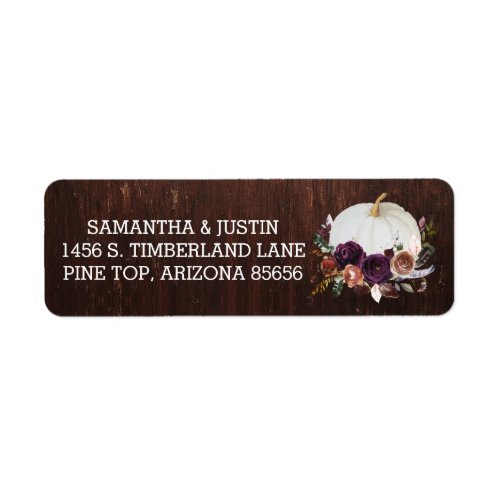 Autumn Floral White Pumpkin Thanksgiving Wood Label