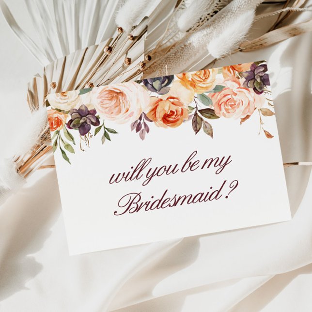 autumn floral will you be my Bridesmaid card (Creator Uploaded)