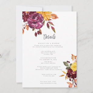 Autumn Floral with BoId watercolor bloom wedding  Invitation