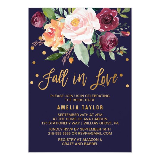 Autumn Floral With Wreath Backing Bridal Shower Invitation 0462