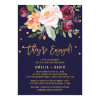 Autumn Floral with Wreath Backing Engagement Party Invitation