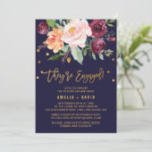 Autumn Floral with Wreath Backing Engagement Party Invitation (Standing Front)
