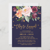 Autumn Floral with Wreath Backing Engagement Party Invitation (Front)