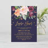 Autumn Floral with Wreath Backing Lingerie Shower Invitation (Standing Front)