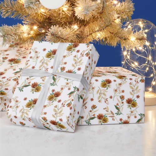 Autumn floral wrapping paper