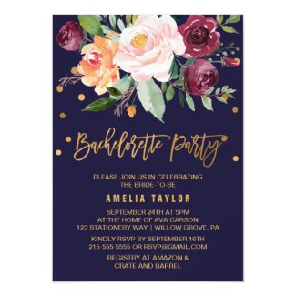 Autumn Floral | Wreath Backing Bachelorette Party Invitation