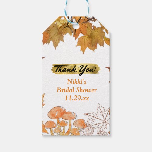 Autumn Floral Wreath Pumpkin Gold Thank You Favor  Gift Tags