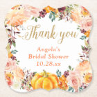 Autumn Floral Wreath Pumpkin Gold Thank You Favor