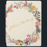 Autumn Floral Wreath Yellow Green with Name iPad Smart Cover<br><div class="desc">This stylish custom iPad cover features a beautiful autumn floral greenery wreath in a lovely fall palette of mustard yellow,  sage green,  and blush. Personalize it with your name in script lettering. Great gift idea.</div>