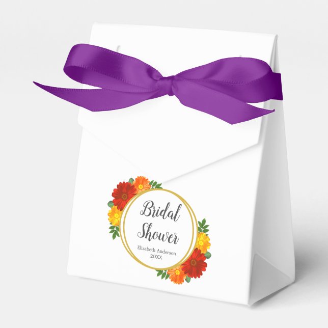 Autumn Florals Bridal Shower Favor Boxes (Front Side)