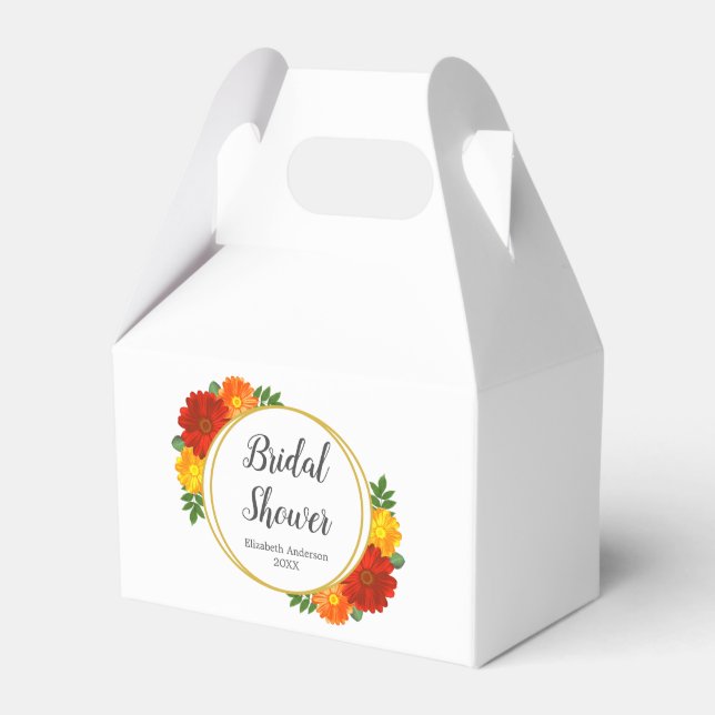 Autumn Florals Bridal Shower Favor Boxes (Front Side)