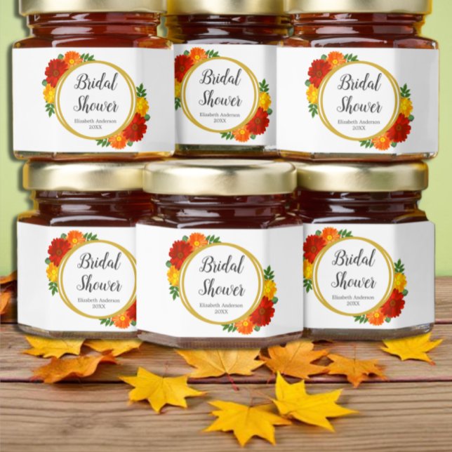 Autumn Florals Bridal Shower Honey Jar Favors (Creator Uploaded)