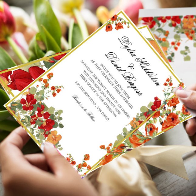 Autumn Florals Elegant Wedding Custom Stationary Invitation (Creator Uploaded)