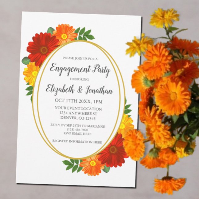 Autumn Florals Engagement Party Invitation (Creator Uploaded)