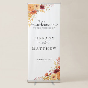 Autumn Florals Fall Wedding Welcome Retractable Banner