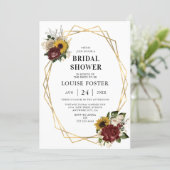Autumn Florals & Geometric Frame Bridal Shower Invitation (Standing Front)
