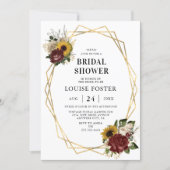 Autumn Florals & Geometric Frame Bridal Shower Invitation (Front)
