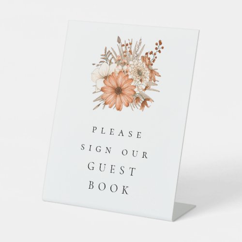 Autumn Florals Guest Book Wedding Pedestal Sign