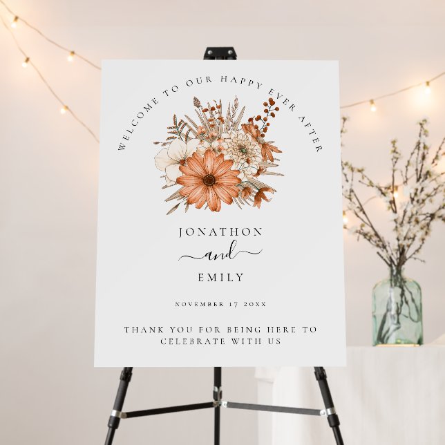 Autumn Florals Names Welcome to Wedding Foam Board (In Situ (Stand))