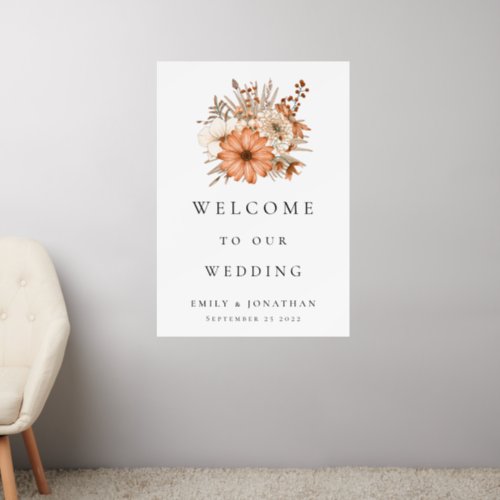 Autumn Florals Names Welcome to Wedding  Wall Decal