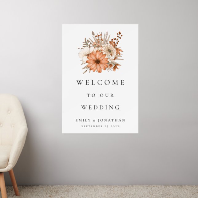 Autumn Florals Names Welcome to Wedding  Wall Decal (Living Room 2)