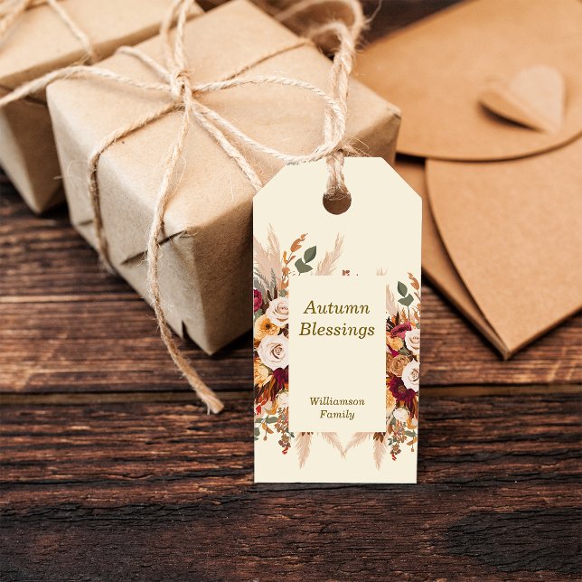 Autumn Florals Personalize Gift Tags (Creator Uploaded)