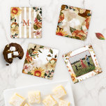 Autumn Florals | Photo & Monogram Coaster Set<br><div class="desc">Why not make it personal with a unique monogram gift for family and friends? Use these coasters around your home to protect delicate surface areas. They make a beautiful addition to your coffee table, nightstand, desk, or anywhere else you enjoy a drink! Add your custom wording to this design by...</div>