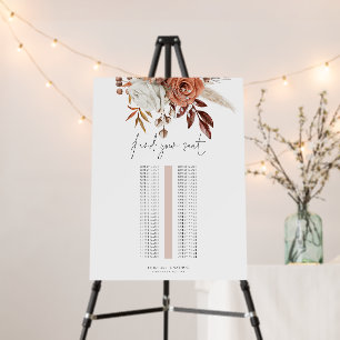 Autumn Florals Single Long table Seating Chart Foam Board