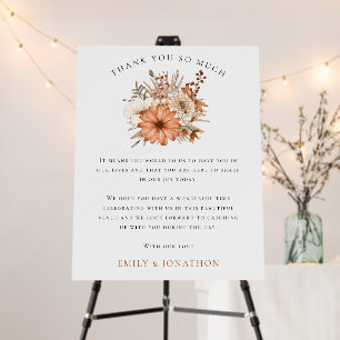 Autumn Florals Thank You To Wedding Guests Foam Board